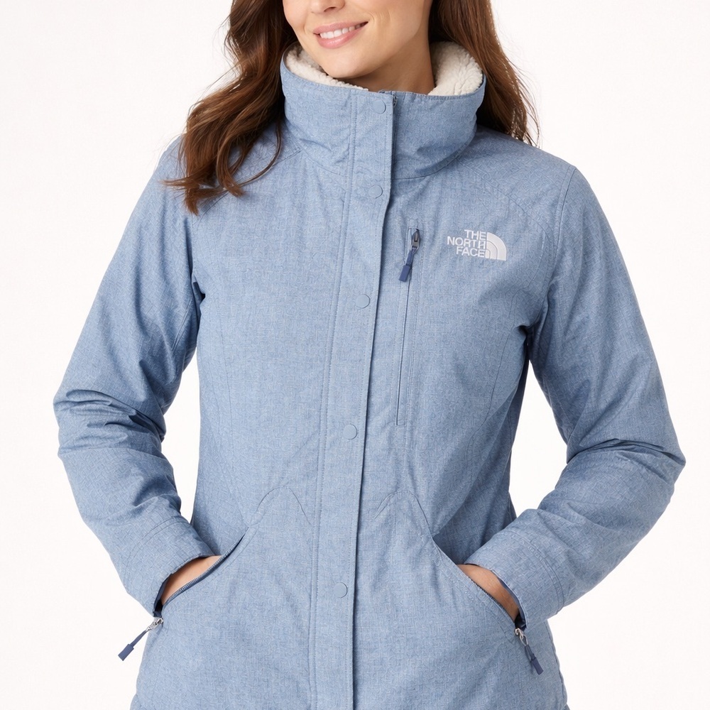 The North Face Women’s Medium Sherpa Lined Jacket Blue Fleece Lined Coat